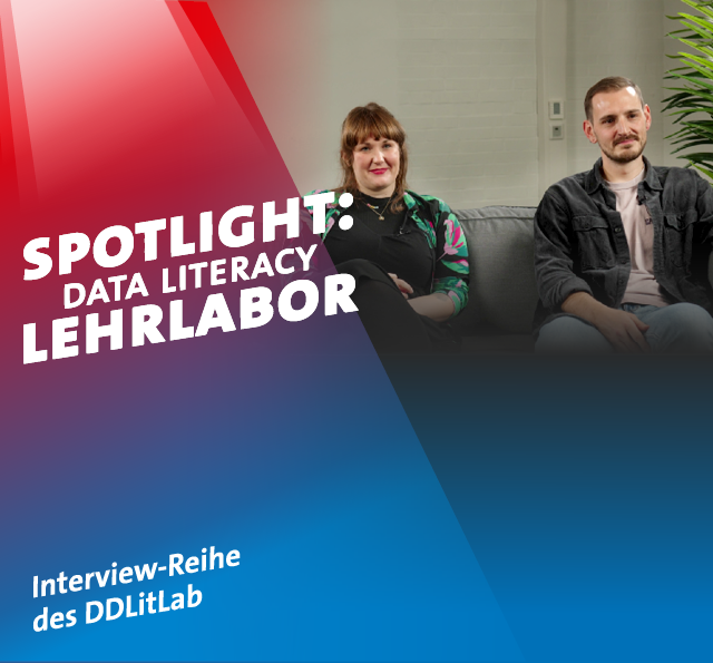 Fünftes Interview aus der Reihe "Spotlight: Data Literacy Lehrlabor". Zu sehen sind Larissa Geben und Matthias Pillny, die hier ein Interview gegeben haben.