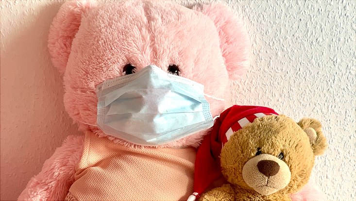 Teddybär mit Mundschutz