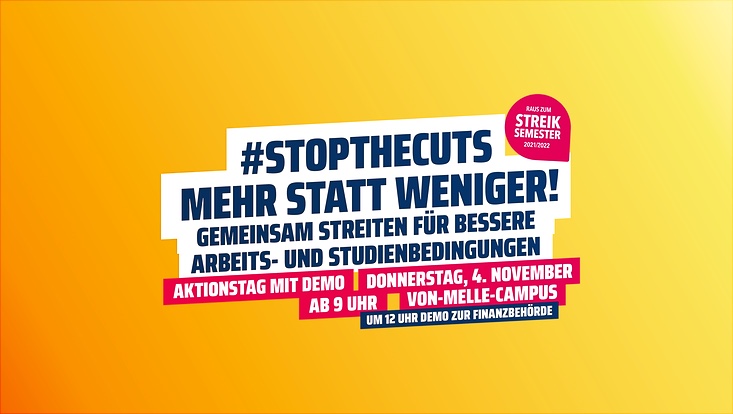 Ankündigung für #stop the cuts von TV Stud