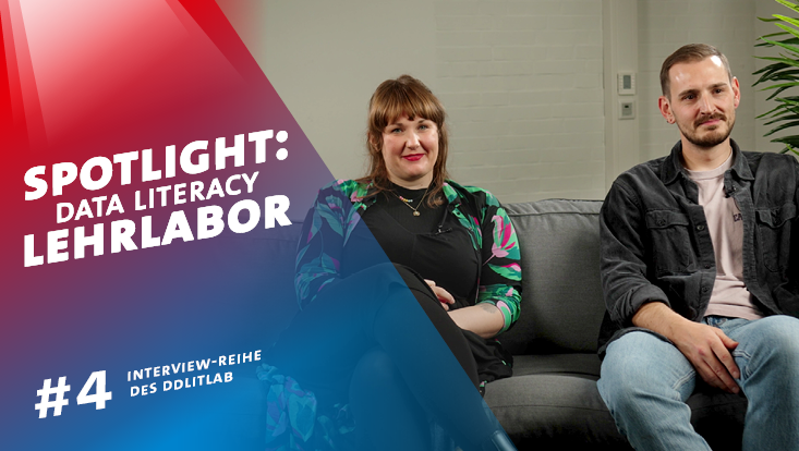 Fünftes Interview aus der Reihe "Spotlight: Data Literacy Lehrlabor". Zu sehen sind Larissa Geben und Matthias Pillny, die hier ein Interview gegeben haben.
