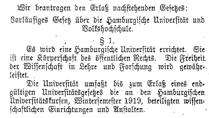 Auszug aus dem Protokoll der Dritten Sitzung der Bürgerschaft der Freien und Hansestadt Hamburg vom 28. März 1919