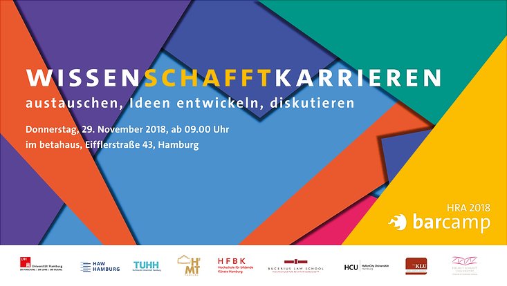 Das barcamp WissenSCHAFFTkarrieren der Hamburg Research Acamdemy findet am 29. November 2018 statt.
